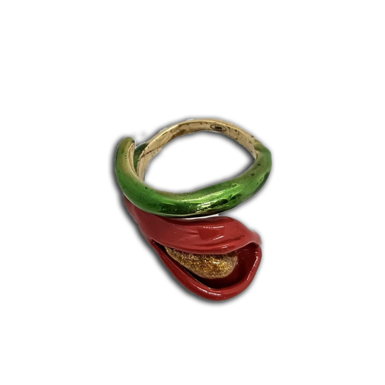 Anello regolabile Calla Bronzo con smalto Anello regolabile Calla Bronzo con smalto